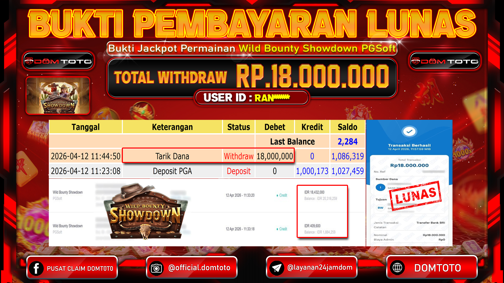 JACKPOT SLOT Wild Bounty Showdown PGSoft 12 APRIL 2026